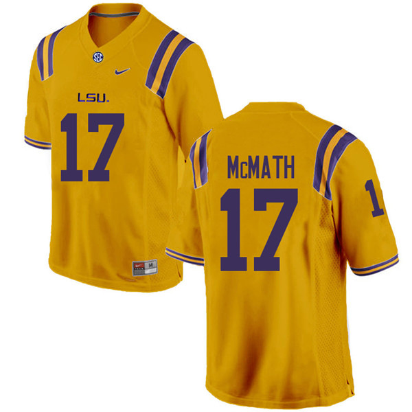 Men #17 Racey McMath LSU Tigers College Football Jerseys Sale-Gold